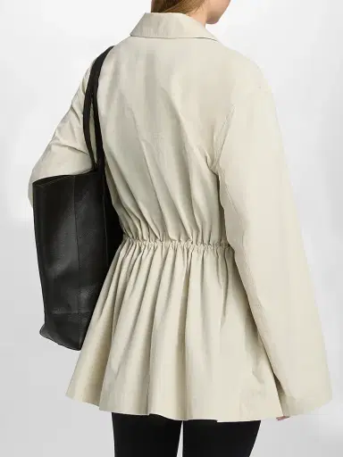 Toteme Women's Collared Drawstring Jacket - Oyster | Thumbnail 5 Toteme Women's Collared Drawstring Jacket - Oyster | Thumbnail 5