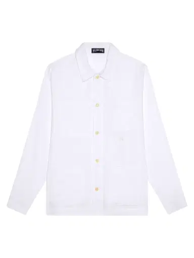 Vilebrequin Men's Linen Turtle Embroidery Shirt - Blanc | Thumbnail 1 Vilebrequin Men's Linen Turtle Embroidery Shirt - Blanc | Thumbnail 1