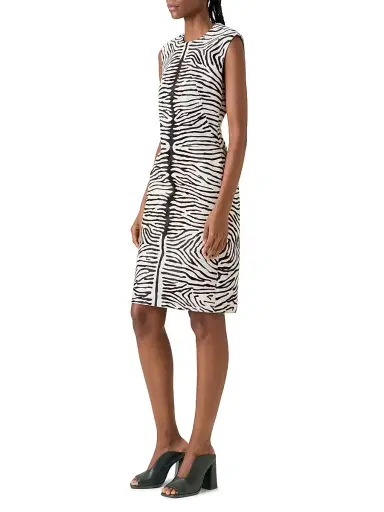 Akris Women's Zebra-Print Leather Sheath Dress - Ecru Black - Size 10 | Thumbnail 3 Akris Women's Zebra-Print Leather Sheath Dress - Ecru Black - Size 10 | Thumbnail 3