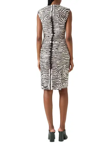 Akris Women's Zebra-Print Leather Sheath Dress - Ecru Black - Size 10 | Thumbnail 4 Akris Women's Zebra-Print Leather Sheath Dress - Ecru Black - Size 10 | Thumbnail 4