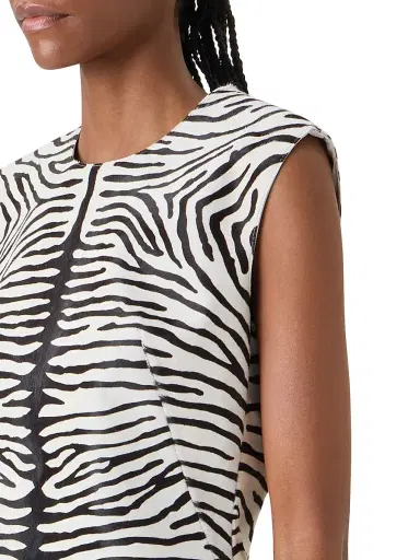 Akris Women's Zebra-Print Leather Sheath Dress - Ecru Black - Size 10 | Thumbnail 5 Akris Women's Zebra-Print Leather Sheath Dress - Ecru Black - Size 10 | Thumbnail 5
