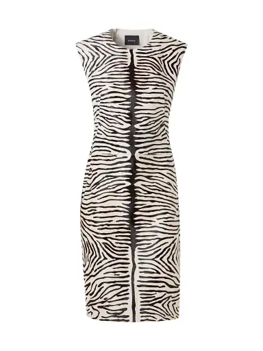 Akris Women's Zebra-Print Leather Sheath Dress - Ecru Black - Size 10 | Thumbnail 1 Akris Women's Zebra-Print Leather Sheath Dress - Ecru Black - Size 10 | Thumbnail 1