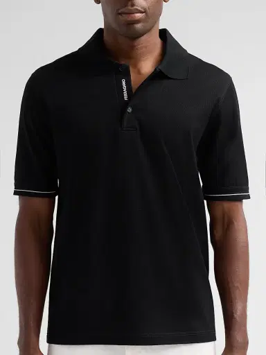 Ferragamo Men's Cotton Pique Short-Sleeve Polo Shirt - Black White | Thumbnail 5 Ferragamo Men's Cotton Pique Short-Sleeve Polo Shirt - Black White | Thumbnail 5