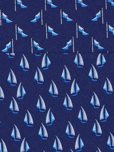 Ferragamo Men's Nautical Print Silk Tie - Blue Scuro | Thumbnail 4 Ferragamo Men's Nautical Print Silk Tie - Blue Scuro | Thumbnail 4