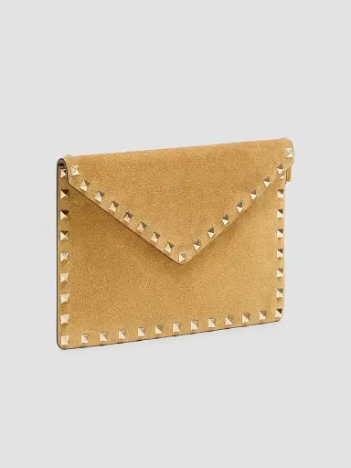 Valentino Garavani Women's Rockstud Suede Clutch - Havana Beige | Thumbnail 3 Valentino Garavani Women's Rockstud Suede Clutch - Havana Beige | Thumbnail 3