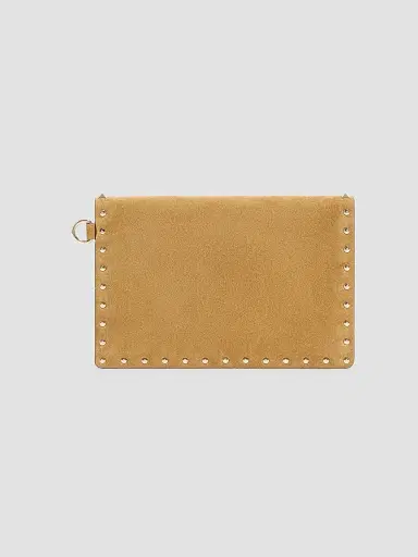 Valentino Garavani Women's Rockstud Suede Clutch - Havana Beige | Thumbnail 5 Valentino Garavani Women's Rockstud Suede Clutch - Havana Beige | Thumbnail 5