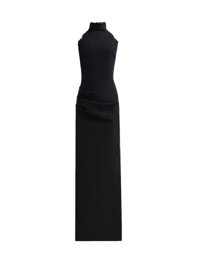 Chiara Boni La Petite Robe Women's Kyomi Lace-Trim Draped Gown | Thumbnail 1 Chiara Boni La Petite Robe Women's Kyomi Lace-Trim Draped Gown | Thumbnail 1