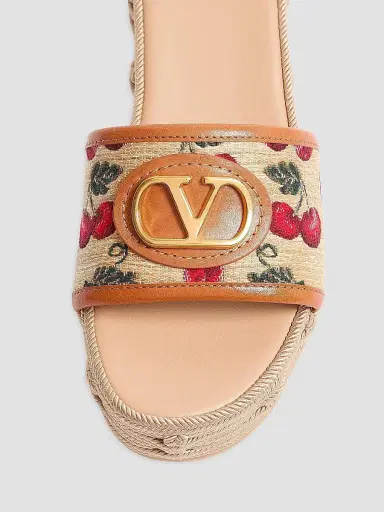 Valentino Garavani Women's VLogo Signature 60MM Flatform Sandals in Jacquard Raffia | Thumbnail 3 Valentino Garavani Women's VLogo Signature 60MM Flatform Sandals in Jacquard Raffia | Thumbnail 3