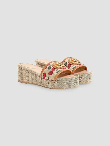 Valentino Garavani Women's VLogo Signature 60MM Flatform Sandals in Jacquard Raffia | Thumbnail 4 Valentino Garavani Women's VLogo Signature 60MM Flatform Sandals in Jacquard Raffia | Thumbnail 4