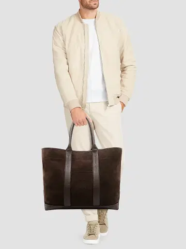 Tom Ford Men's Large Suede Tote Bag - Brown | Thumbnail 2 Tom Ford Men's Large Suede Tote Bag - Brown | Thumbnail 2