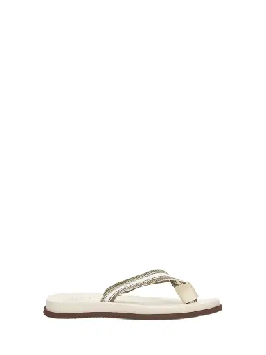 Brunello Cucinelli Men's Striped Leather Flip-Flops - White | Thumbnail 1 Brunello Cucinelli Men's Striped Leather Flip-Flops - White | Thumbnail 1