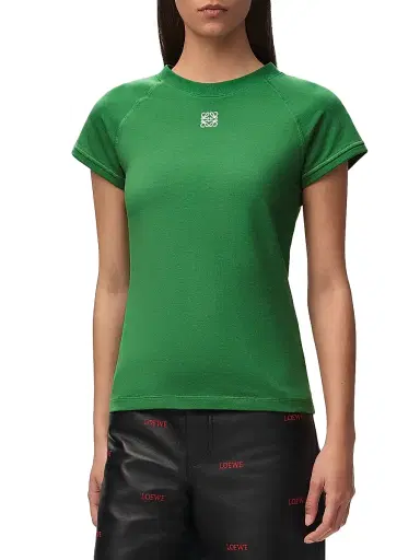 Loewe Women's Logo Cotton-Blend T-Shirt - Green | Thumbnail 3 Loewe Women's Logo Cotton-Blend T-Shirt - Green | Thumbnail 3
