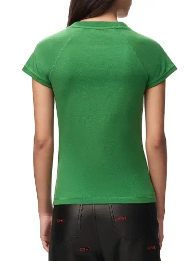 Loewe Women's Logo Cotton-Blend T-Shirt - Green | Thumbnail 4 Loewe Women's Logo Cotton-Blend T-Shirt - Green | Thumbnail 4