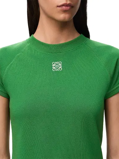 Loewe Women's Logo Cotton-Blend T-Shirt - Green | Thumbnail 5 Loewe Women's Logo Cotton-Blend T-Shirt - Green | Thumbnail 5