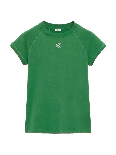 Loewe Women's Logo Cotton-Blend T-Shirt - Green | Thumbnail 1 Loewe Women's Logo Cotton-Blend T-Shirt - Green | Thumbnail 1