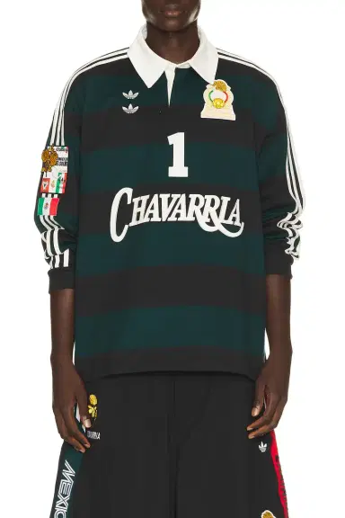 adidas Originals x Willy Chavarria Portero Rugby Long Sleeve Shirt | Thumbnail 1 adidas Originals x Willy Chavarria Portero Rugby Long Sleeve Shirt | Thumbnail 1