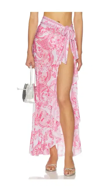 Camilla Long Sarong With Tie Waist And Frill Edge | Thumbnail 1 Camilla Long Sarong With Tie Waist And Frill Edge | Thumbnail 1