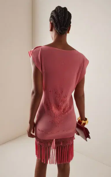 Conner Ives Exclusive Piano Shawl Embroidered Silk Mini Shift Dress | Thumbnail 4 Conner Ives Exclusive Piano Shawl Embroidered Silk Mini Shift Dress | Thumbnail 4