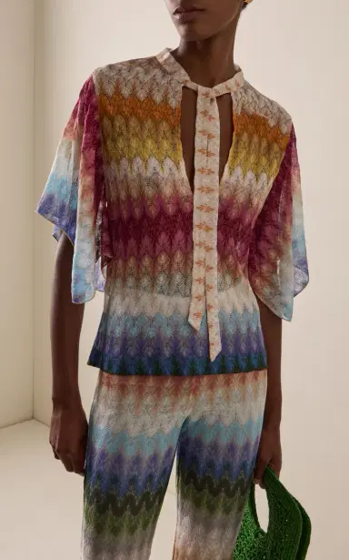 Missoni Knit Tie-Neck Top | Thumbnail 3 Missoni Knit Tie-Neck Top | Thumbnail 3