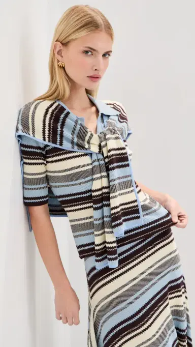 Monse triped Jacquard Scarf Top Blue Multi | Thumbnail 2 Monse triped Jacquard Scarf Top Blue Multi | Thumbnail 2