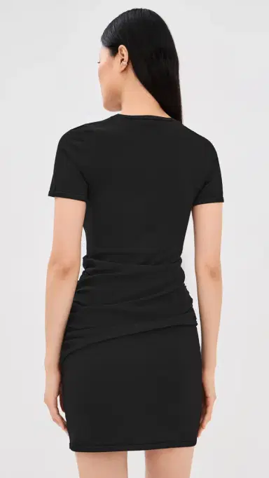SIMKHAI Leni Short Sleeve Draped Mini Dress Black | Thumbnail 3 SIMKHAI Leni Short Sleeve Draped Mini Dress Black | Thumbnail 3