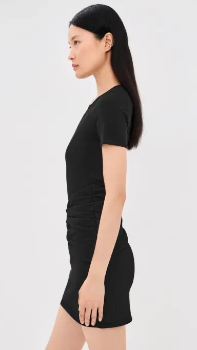 SIMKHAI Leni Short Sleeve Draped Mini Dress Black | Thumbnail 4 SIMKHAI Leni Short Sleeve Draped Mini Dress Black | Thumbnail 4