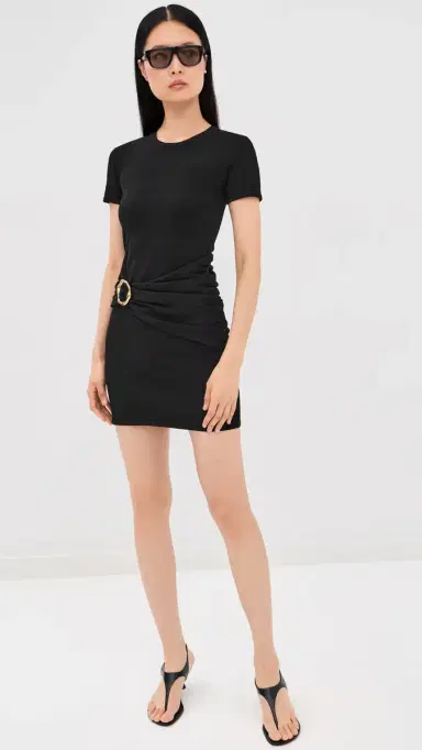 SIMKHAI Leni Short Sleeve Draped Mini Dress Black | Thumbnail 5 SIMKHAI Leni Short Sleeve Draped Mini Dress Black | Thumbnail 5