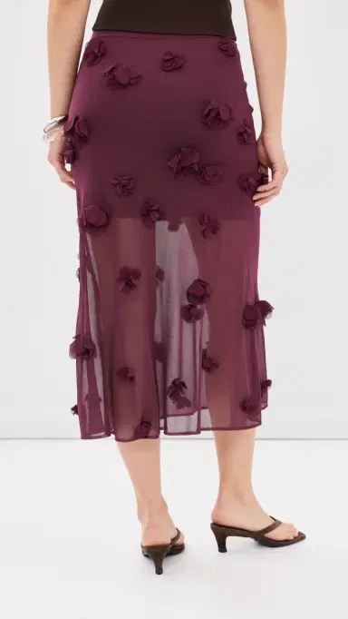 SIMKHAI Cora Floral Applique Midi Skirt Fig | Thumbnail 3 SIMKHAI Cora Floral Applique Midi Skirt Fig | Thumbnail 3