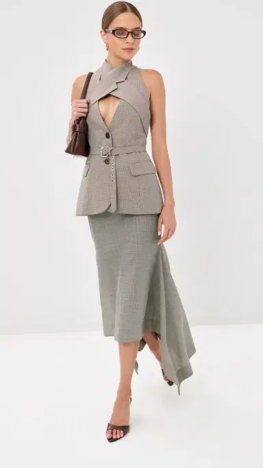 Monse Checker Suiting Skirt Brown Multi | Thumbnail 5 Monse Checker Suiting Skirt Brown Multi | Thumbnail 5