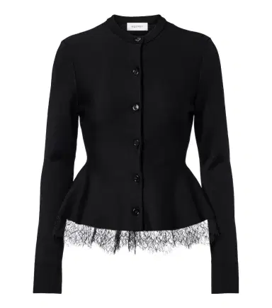 McQueen Lace-trimmed peplum cardigan | Thumbnail 1 McQueen Lace-trimmed peplum cardigan | Thumbnail 1