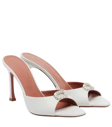 Amina Muaddi Mini Camelia embellished leather mules | Thumbnail 1 Amina Muaddi Mini Camelia embellished leather mules | Thumbnail 1