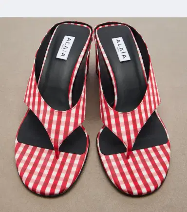 Alaïa Alaïa Cube gingham wedge thong sandals | Thumbnail 2 Alaïa Alaïa Cube gingham wedge thong sandals | Thumbnail 2