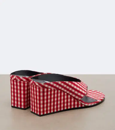 Alaïa Alaïa Cube gingham wedge thong sandals | Thumbnail 3 Alaïa Alaïa Cube gingham wedge thong sandals | Thumbnail 3