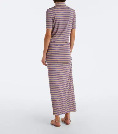 Rabanne Cutout gathered striped crêpe midi skirt | Thumbnail 3 Rabanne Cutout gathered striped crêpe midi skirt | Thumbnail 3