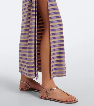 Rabanne Cutout gathered striped crêpe midi skirt | Thumbnail 4 Rabanne Cutout gathered striped crêpe midi skirt | Thumbnail 4