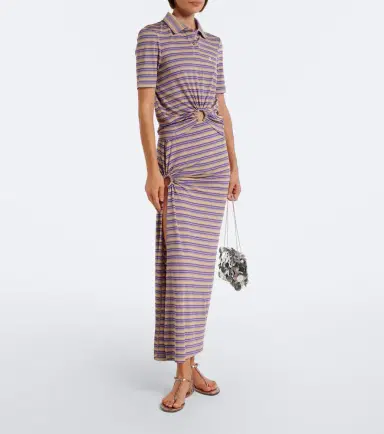Rabanne Cutout gathered striped crêpe midi skirt | Thumbnail 6 Rabanne Cutout gathered striped crêpe midi skirt | Thumbnail 6