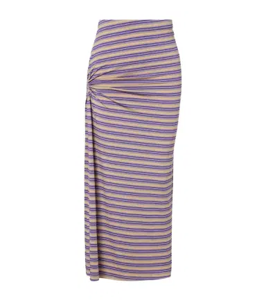 Rabanne Cutout gathered striped crêpe midi skirt | Thumbnail 1 Rabanne Cutout gathered striped crêpe midi skirt | Thumbnail 1