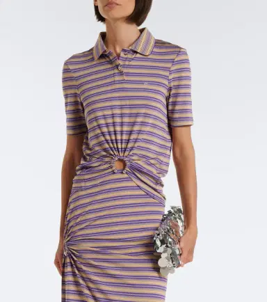 Rabanne Cutout gathered striped crêpe top | Thumbnail 4 Rabanne Cutout gathered striped crêpe top | Thumbnail 4