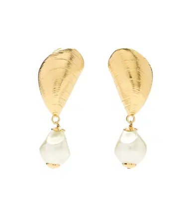 Oscar de la Renta Mussel embellished clip-on drop earrings | Thumbnail 1 Oscar de la Renta Mussel embellished clip-on drop earrings | Thumbnail 1
