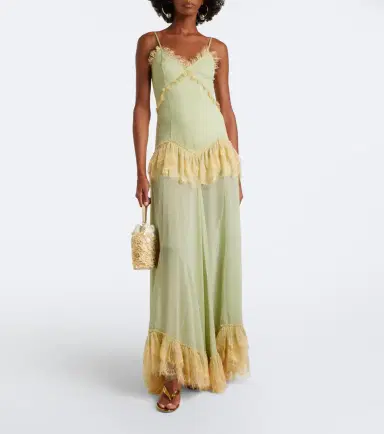 DE LA VALI Estela lace-trimmed georgette maxi dress | Thumbnail 5 DE LA VALI Estela lace-trimmed georgette maxi dress | Thumbnail 5