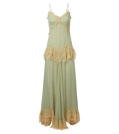 DE LA VALI Estela lace-trimmed georgette maxi dress | Thumbnail 1 DE LA VALI Estela lace-trimmed georgette maxi dress | Thumbnail 1