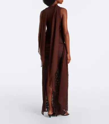 DE LA VALI Rosa georgette and lace maxi dress | Thumbnail 3 DE LA VALI Rosa georgette and lace maxi dress | Thumbnail 3