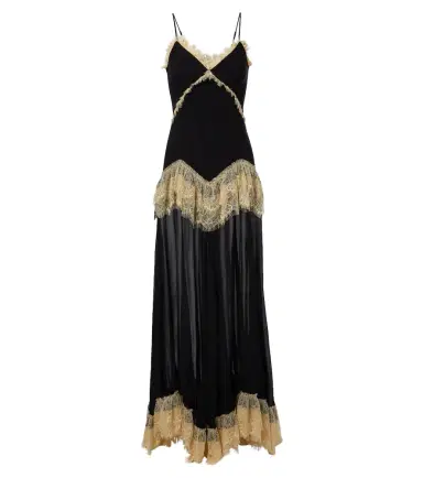 DE LA VALI Estela lace-trimmed georgette maxi dress | Thumbnail 1 DE LA VALI Estela lace-trimmed georgette maxi dress | Thumbnail 1