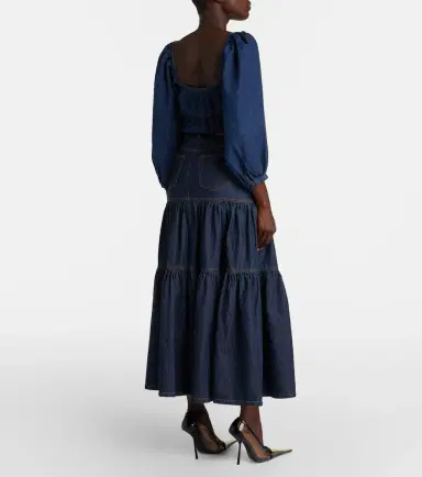Saint Laurent Tiered denim maxi skirt | Thumbnail 3 Saint Laurent Tiered denim maxi skirt | Thumbnail 3