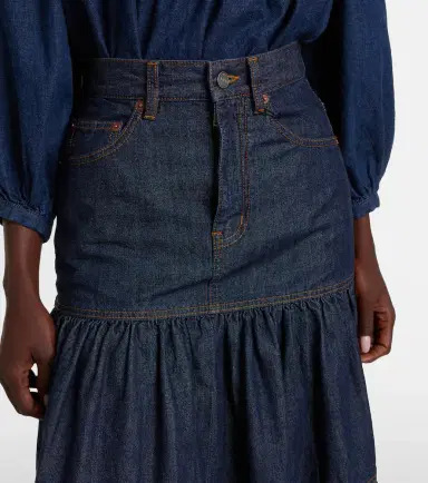 Saint Laurent Tiered denim maxi skirt | Thumbnail 4 Saint Laurent Tiered denim maxi skirt | Thumbnail 4