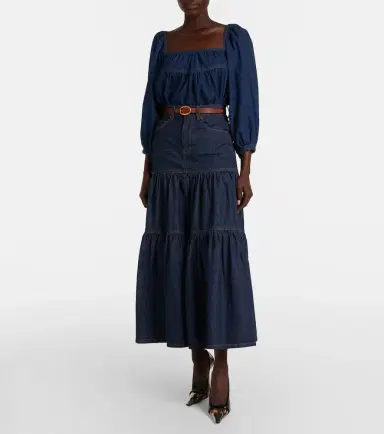 Saint Laurent Tiered denim maxi skirt | Thumbnail 5 Saint Laurent Tiered denim maxi skirt | Thumbnail 5