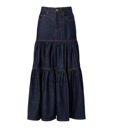 Saint Laurent Tiered denim maxi skirt | Thumbnail 1 Saint Laurent Tiered denim maxi skirt | Thumbnail 1