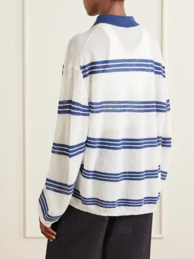 The Elder Statesman Striped Cashmere And Mohair-blend Polo Shirt | Thumbnail 4 The Elder Statesman Striped Cashmere And Mohair-blend Polo Shirt | Thumbnail 4