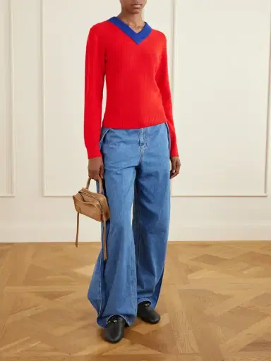 Loewe Logo-embroidered Ribbed-knit Cotton And Wool-blend Sweater | Thumbnail 2 Loewe Logo-embroidered Ribbed-knit Cotton And Wool-blend Sweater | Thumbnail 2