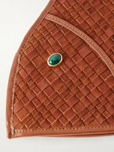 Staud Cleo Logo-debossed Leather-trimmed Woven Suede Tote | Thumbnail 5 Staud Cleo Logo-debossed Leather-trimmed Woven Suede Tote | Thumbnail 5